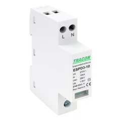   Tracon Uc:275V; In:10kA; Uoc:20kV; Up:1,2kV; 2P ESPD3-10-2P T3 AC típusú túlfeszültség levezető, egybeépített 5997374222754