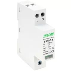  Tracon Uc:275V; In:5kA; Uoc:10kV; Up:1,2kV; 2P ESPD3-5-2P T3 AC típusú túlfeszültség levezető, egybeépített 5997374222785