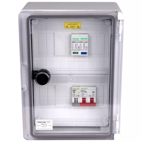 Tracon 280×210×130mm,IP65,IK10,AC1+2, 230V, In:16A, Iimp:12.5kA, SPBPV116 Túlfeszültség-védelmi doboz fotovoltaikus rendszerekhez 5997374228268