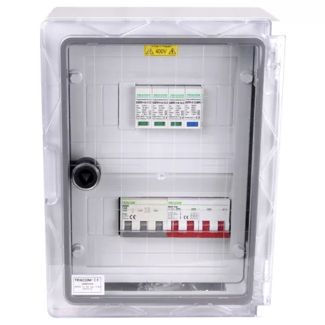 Tracon 330×250×130mm,IP65,IK10,AC1+2, 400V, In:16A, Iimp:12.5kA, SPBPV316 Túlfeszültség-védelmi doboz fotovoltaikus rendszerekhez 5997374228282