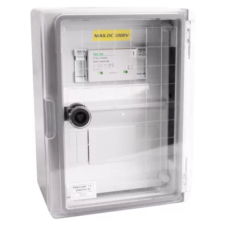 Tracon 280×210×130mm, IP65, DC1+2, Un=1000VDC SPBPVDC1B Túlfeszültség-védelmi doboz fotovoltaikus rendszerekhez 5997374231695