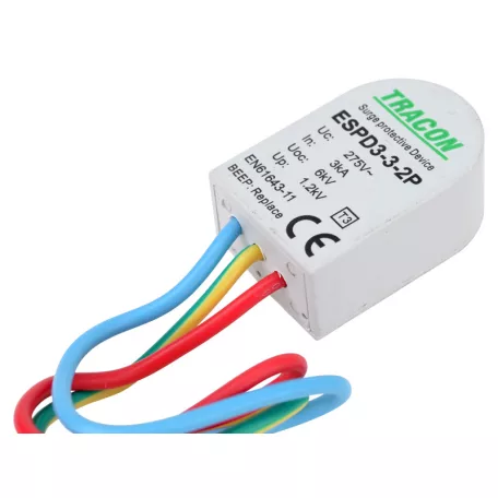 Tracon Uc:275V; In:3kA; Uoc:6kV; Up:1,2kV; 2P; BEEP ESPD3-3-2P T3 AC típusú túlfeszültség levezető, szerelvénydobozba 5997374222761