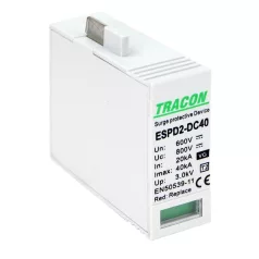   Tracon Ucpv: 800V; In:20kA; Imax:40kA; Up:2,6kV; Var+GTD ESPD2-DC40-600VG T2 DC típusú VG túlfeszültséglevezető betét 600V 5997374222730
