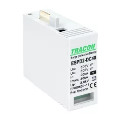   Tracon Ucpv: 800V, In:20kA, Imax:40kA, Up:2,6kV, Var ESPD2-DC40-600VO T2 DC típusú V túlfeszültség levezető betét 600V 5997374233835