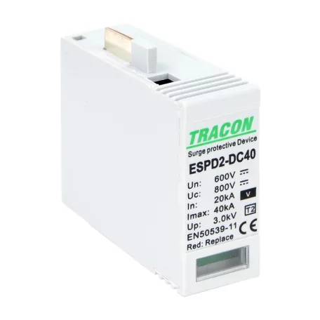 Tracon Ucpv: 800V, In:20kA, Imax:40kA, Up:2,6kV, Var ESPD2-DC40-600VO T2 DC típusú V túlfeszültség levezető betét 600V 5997374233835